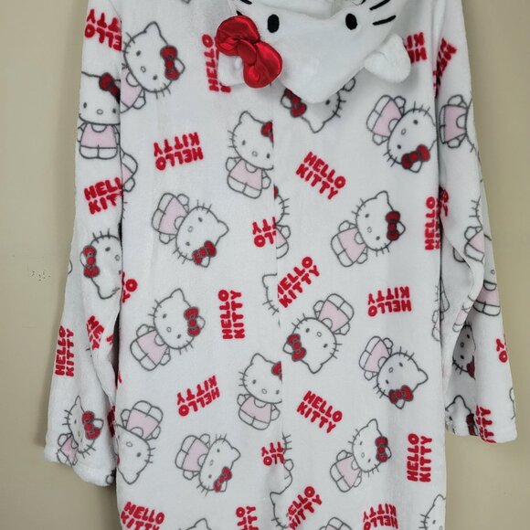 Hello Kitty Hooded One Piece Pajamas Women's Size XL Fleece Zip Up Sleepwear - Picture 10 of 15